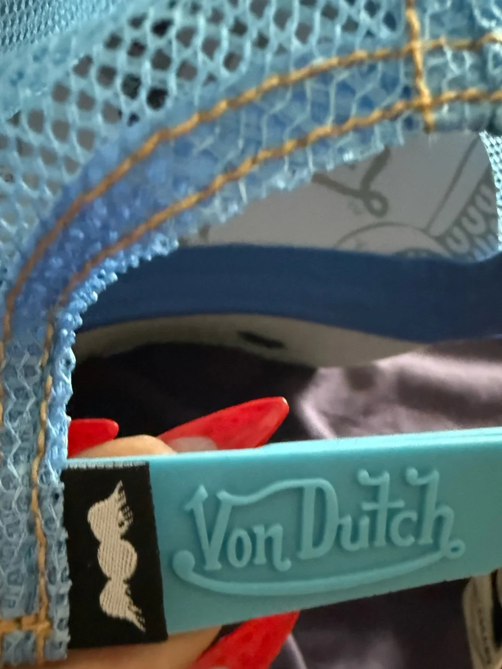 Von Dutch Light Blue Logo Trucker Hat